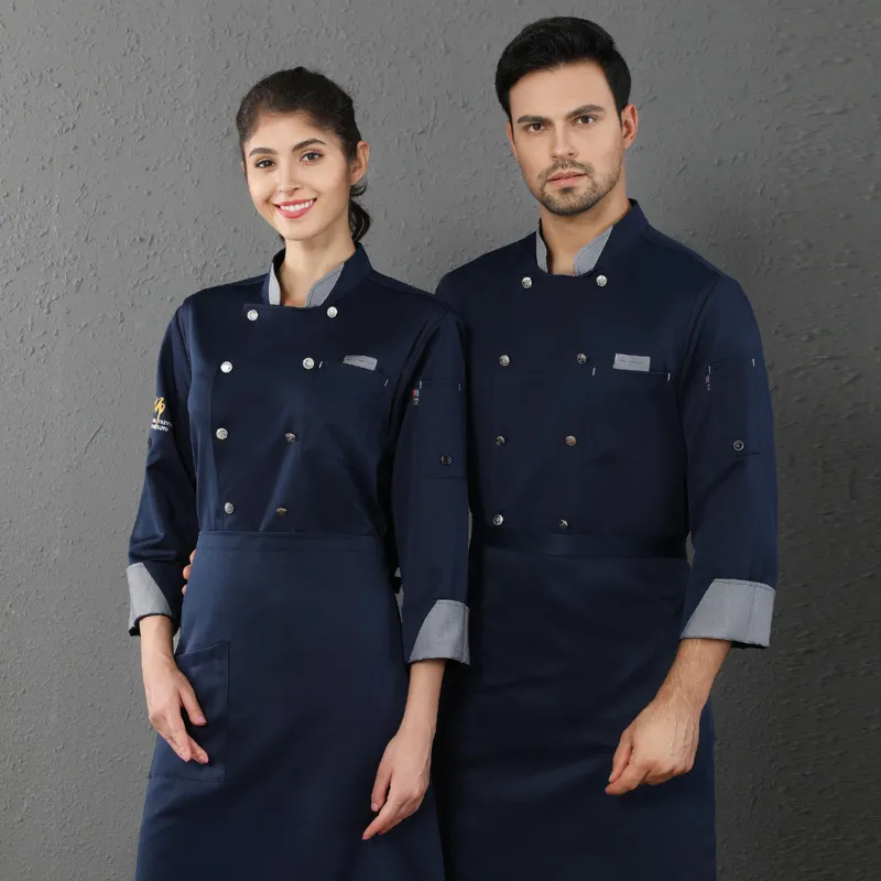 Kitchen Baking Catering Food Service Overalls Long Sleeve Breathable Double Breasted Kitchen Tooling Restaurant Worker Uniform