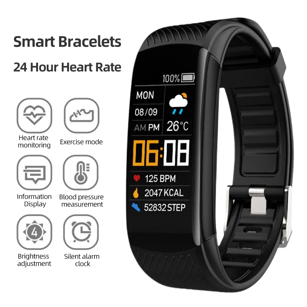 Watches C5s Smart Watch Men Fitness Sports Sports Smart Beast Tętno Monitorowanie ciśnienia krwi Wodoodporny smartwatch na iOS Android