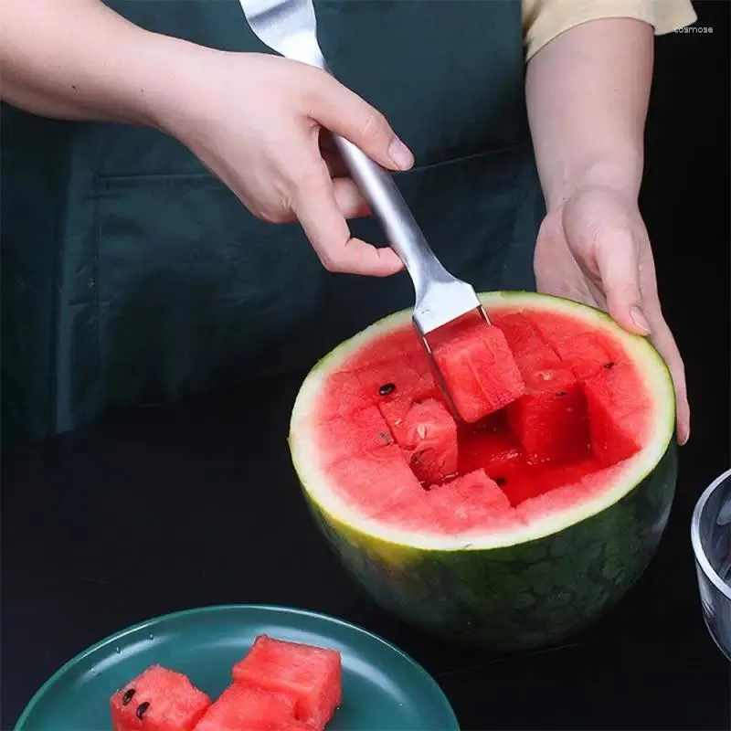 Forks Creative Watermelon Fork Divisor de frutas multiuso de cabeça dupla utensílio de cortador de cozinha para frutas corer