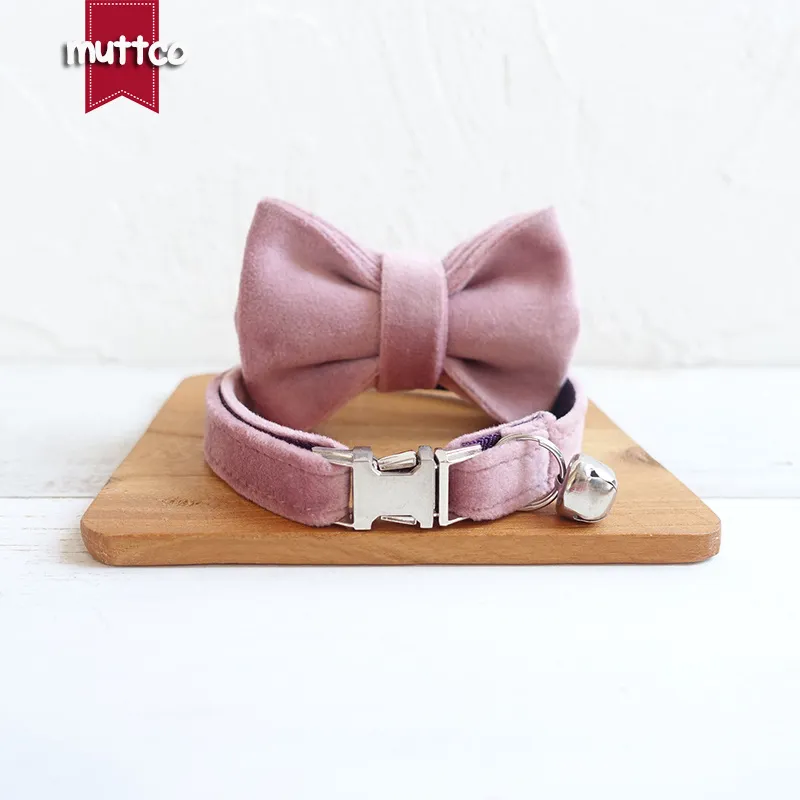 Muttco Verstellbarer Katzenkragen Das Baby Pink handgefertigte Haustierprodukte 2 Größen Metallschnalle Doppel -Stoffkatze Halsband UCC080