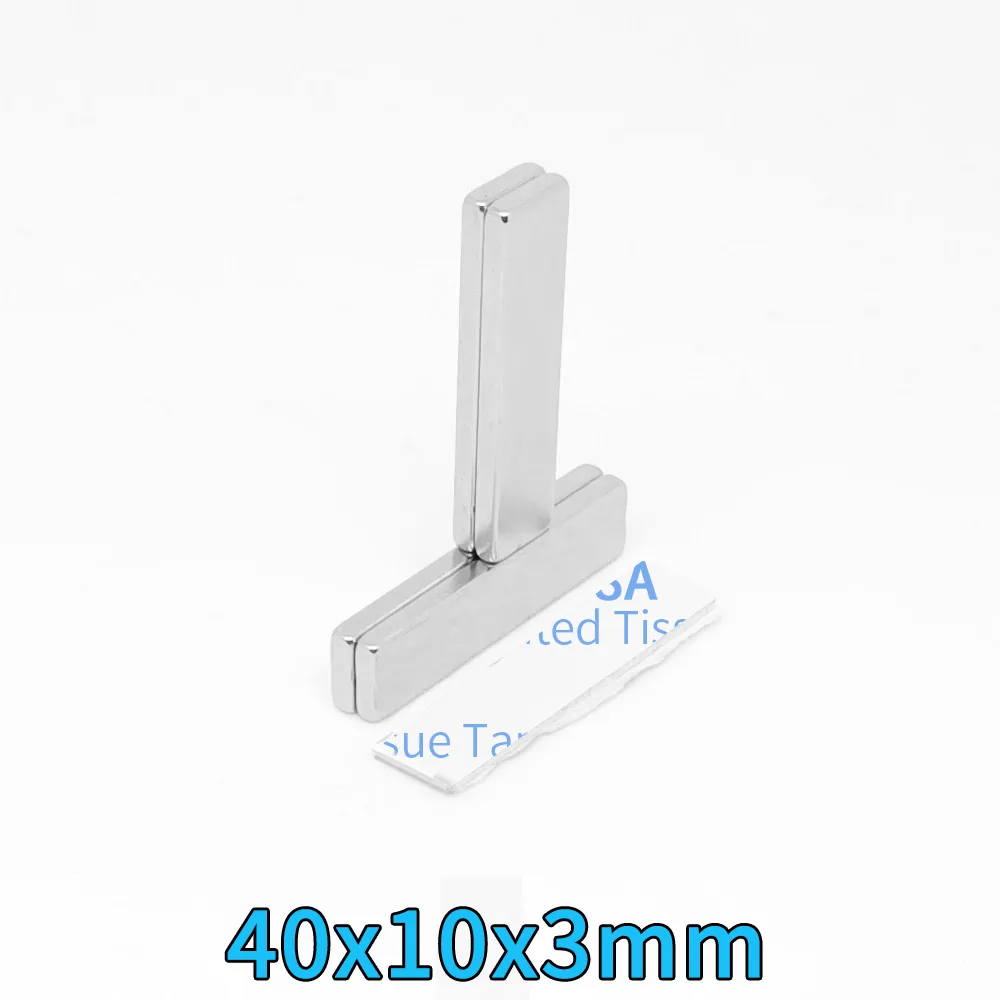 2/5/10/20/30/50pcs 40x10x3mm Blocco potente magneti magnetici forti 40*10*3 Magnet NDFEB permanente quadrato con nastro 3M 40x10x3