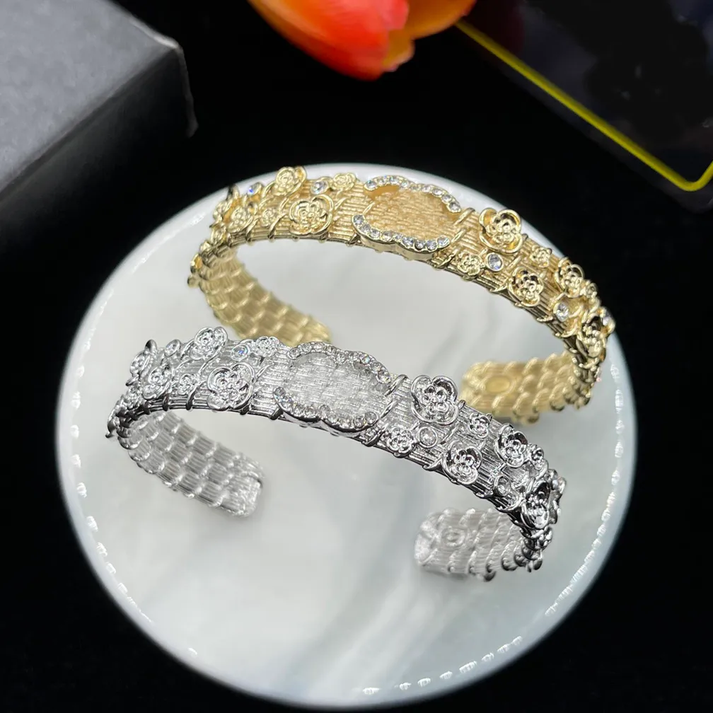 bracelet en acier inoxydable manchette ouverte bracele de luxe de luxe bracelets de créateurs femmes diamants bijoux fête