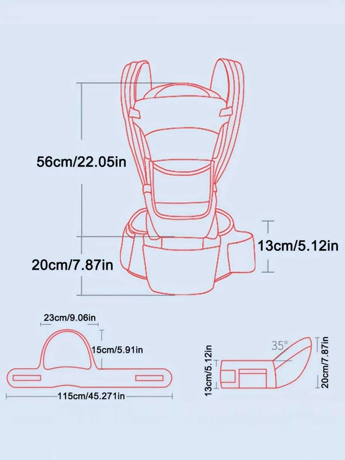 Porte Bebe Baby Carrier With Hip Seat, Dual Dial Lock Adjustable