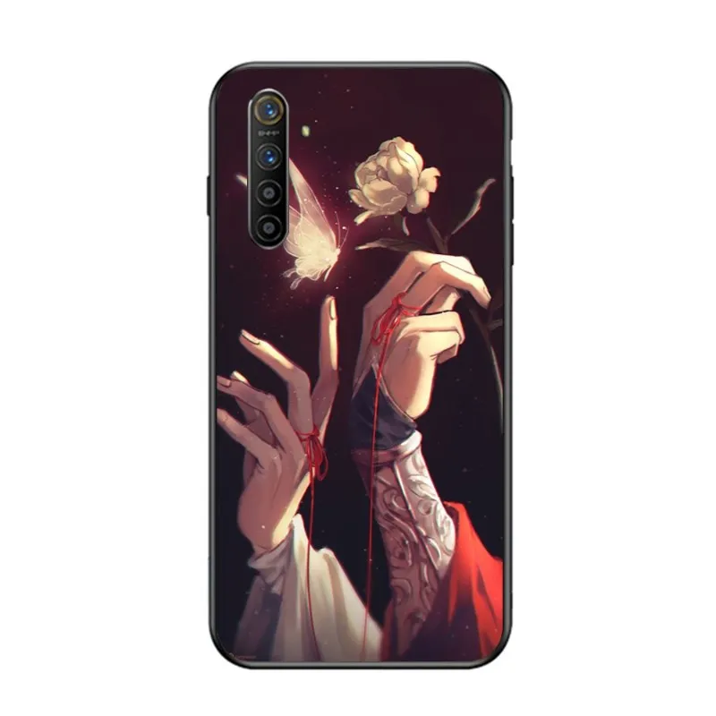 Manga Cas de téléphone de bénédiction céleste pour Oppo Find X5 x3 x2 A93 Reno 8 7 Pro A74 A72 A53 Soft Black Cover