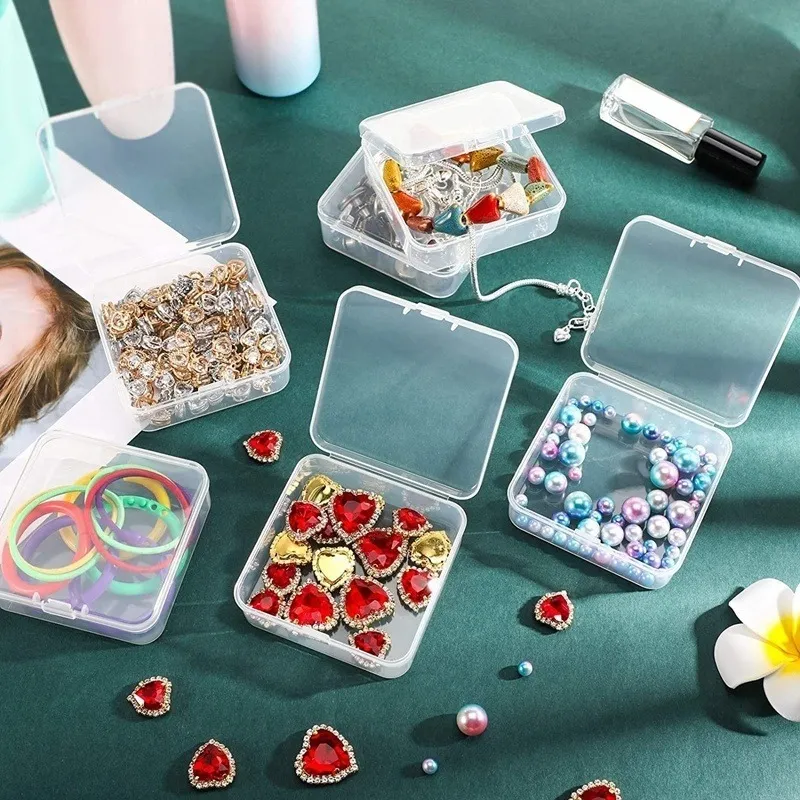 6/12Pcs Mini Storage Box Transparent Square Plastic Box Earrings Jewelry Packaging Storage Small Square Box Jewelry Organizer