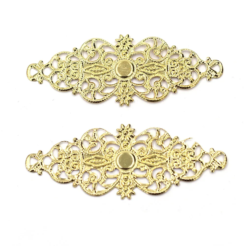 Pendants Flower Filigree Wraps Connecteurs d'artisanat en métal creux pour embellissements Scrapbooking bijoux Résultats 61x24 mm