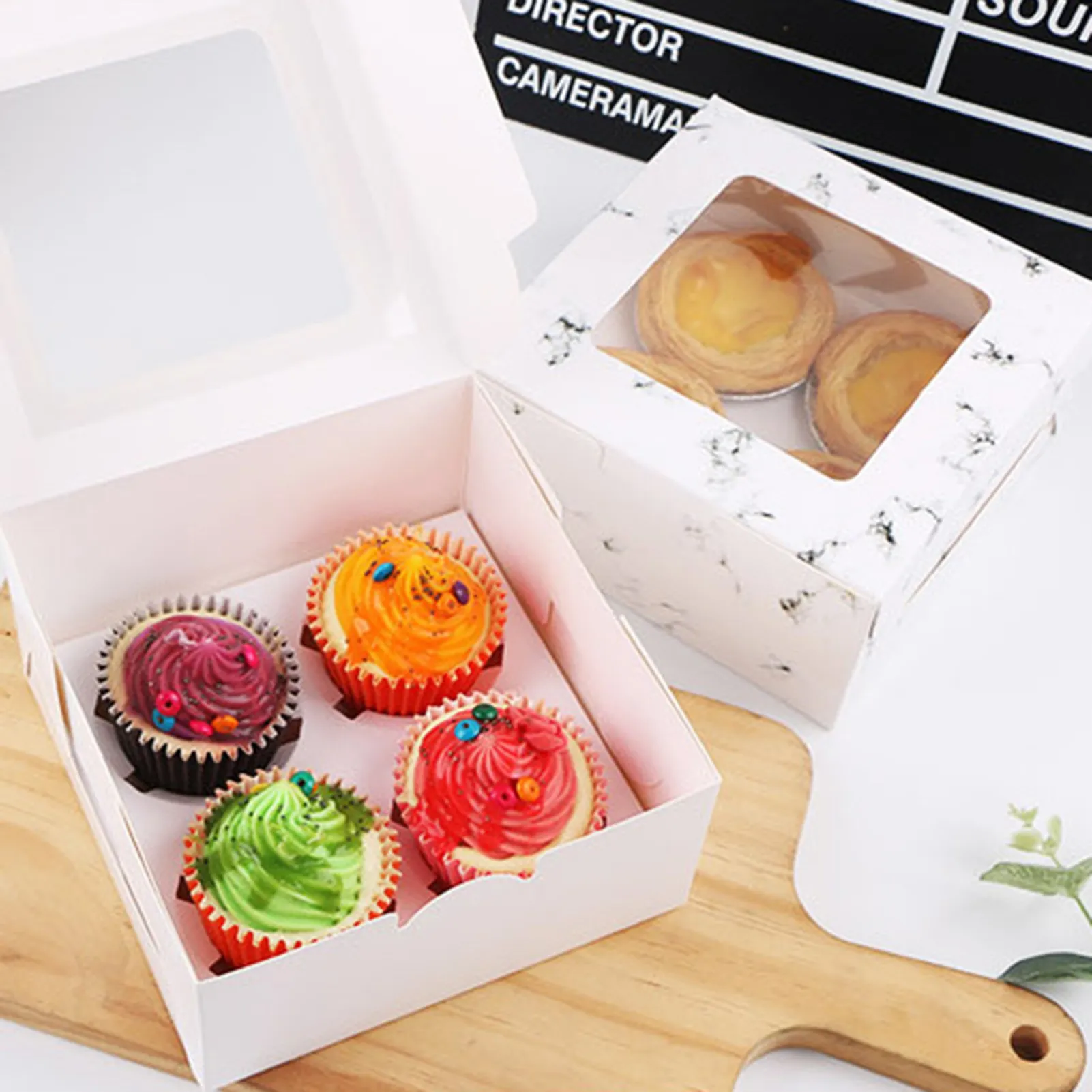 10pcs cupcakes biscoitos de muffin kraft conveniente prático elegante e elegante caixa de embalagem contêiner com papelão