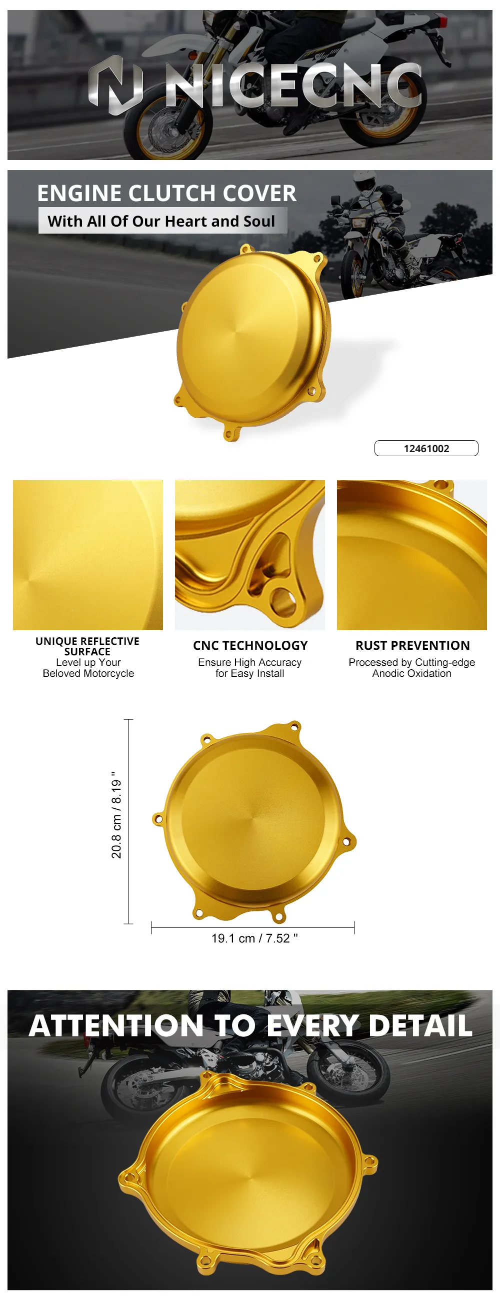 thumbnail image 2 of NICECNC Aluminum Clutch Cover & Brake Disc Guard – For Suzuki DRZ400SM 2005-2024 2 of 5