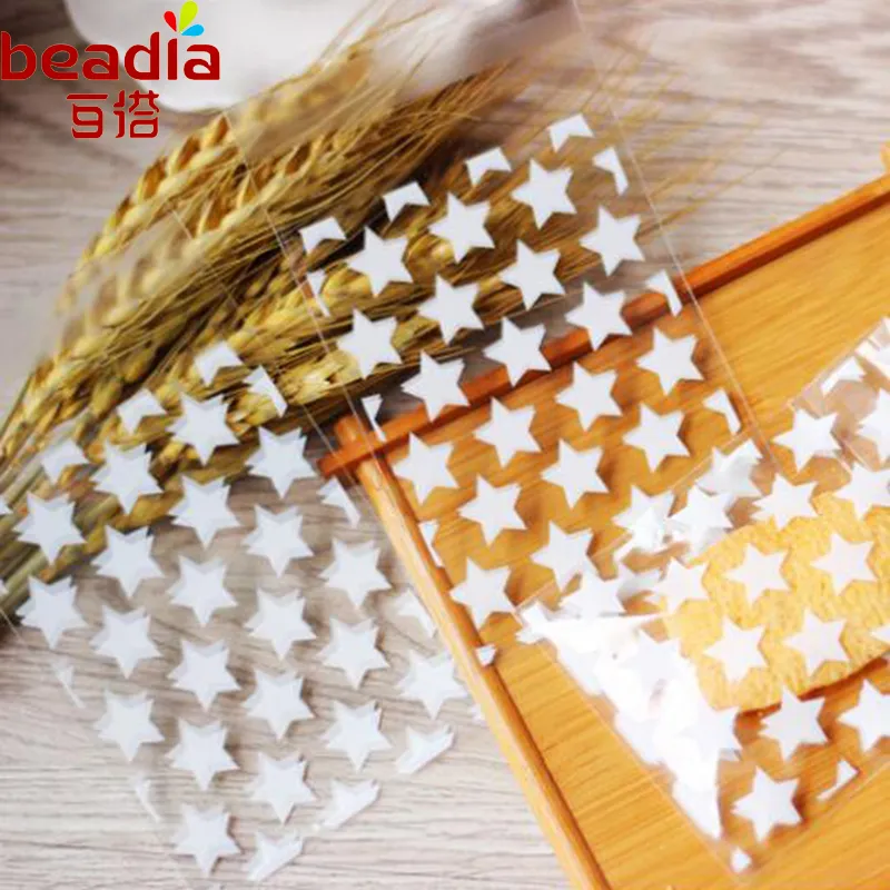 8*10+3 cm White/Gold Transparent Small Stars 50 pcs For Send Gifts Creative Baking Bags For Party Wedding Candy Package Bags
