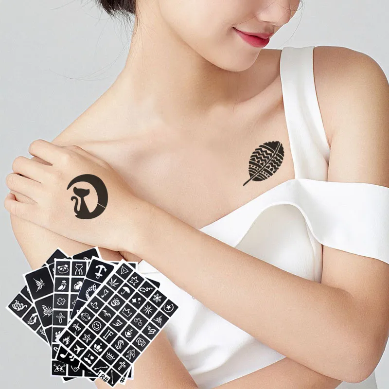 Для женщин Дети 10 листов маленькие аэрографические татуировки Транзики рисование хны