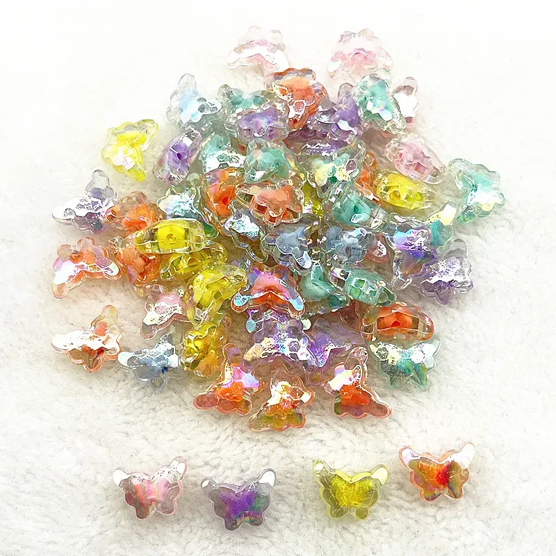 30pcs 15mm Matte/trasparenza/AB Colore perle a farfalla acrilica perle sciolte perline per distanziali per gioielli che producono braccialetti fai -da -te accessori