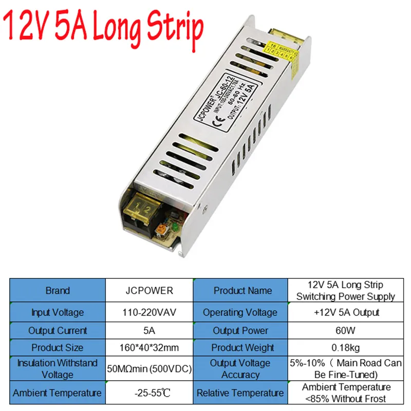 AC110V ~ 220V DC12V 1.5A 2A 10A 25A Ultra-İnatçı LED Güç Aydınlatma Transformatörü Ultra-İnce Reklam Işık Kutusu için Kullanılır