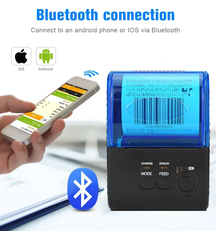 IMPRESSORES ZJIANG MINI 58MM PRIMERAÇÃO Bluetooth Printer portátil de recibo térmico para celular Android iOS Windows Pocket Bill