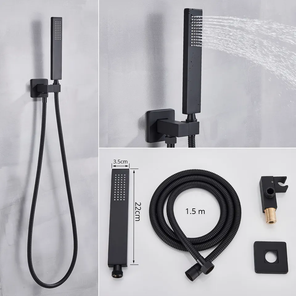 Matte Black Thermostatic Rainfall Shower System - Ceiling Mount ...