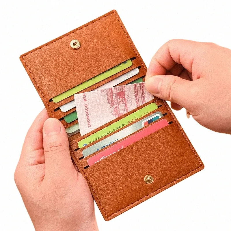 Donne uomini in pelle per la copertina di card auto -caramella color carta d'identità con carta di credito banca scatola della carta di credito multi slot slim wallet borsetta 72gh#