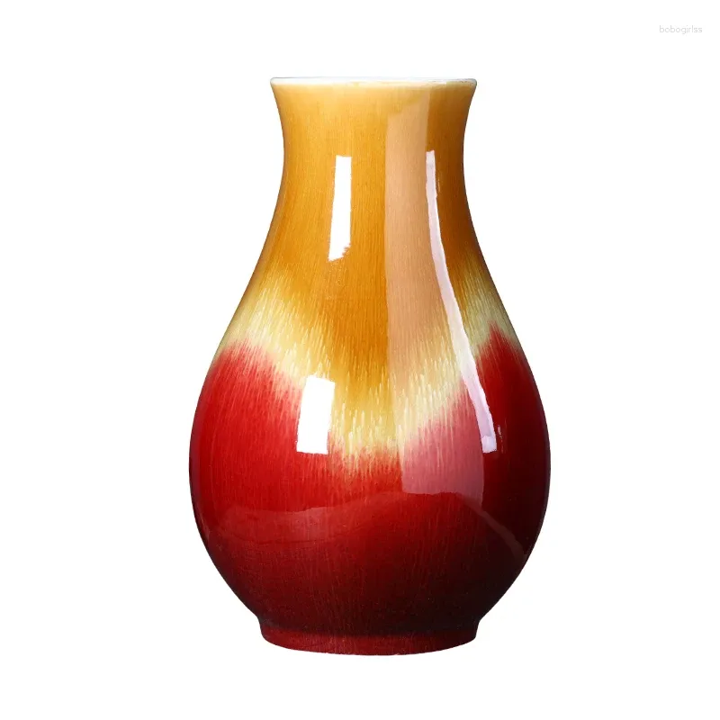 Vases Ceramic Antique Lang Red Vase Chinese Living Room Flower Arrangement Home Decorations Hallway Curio Shelf Ornaments