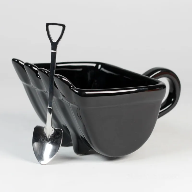 3D Ceramics Digger Buckte Tea Mug Coffee Glass Creative Excavator Bulldozer Teacup Oatmeal Milk Cup.