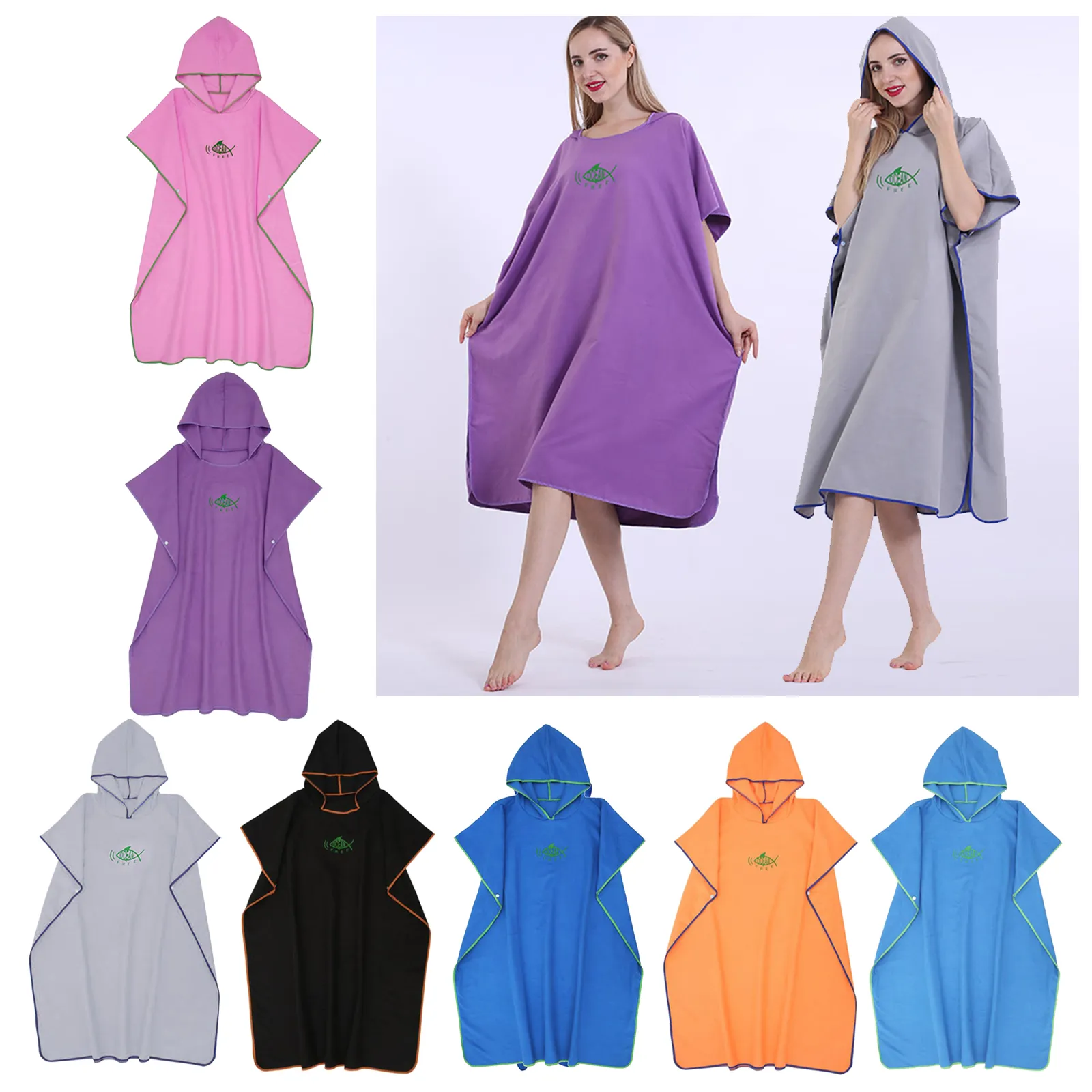Wetsuit Changing Robe Surf Poncho Hood Changing Towel Quick-Drying Swimming Towel Bath Robe Thermal for Women Men