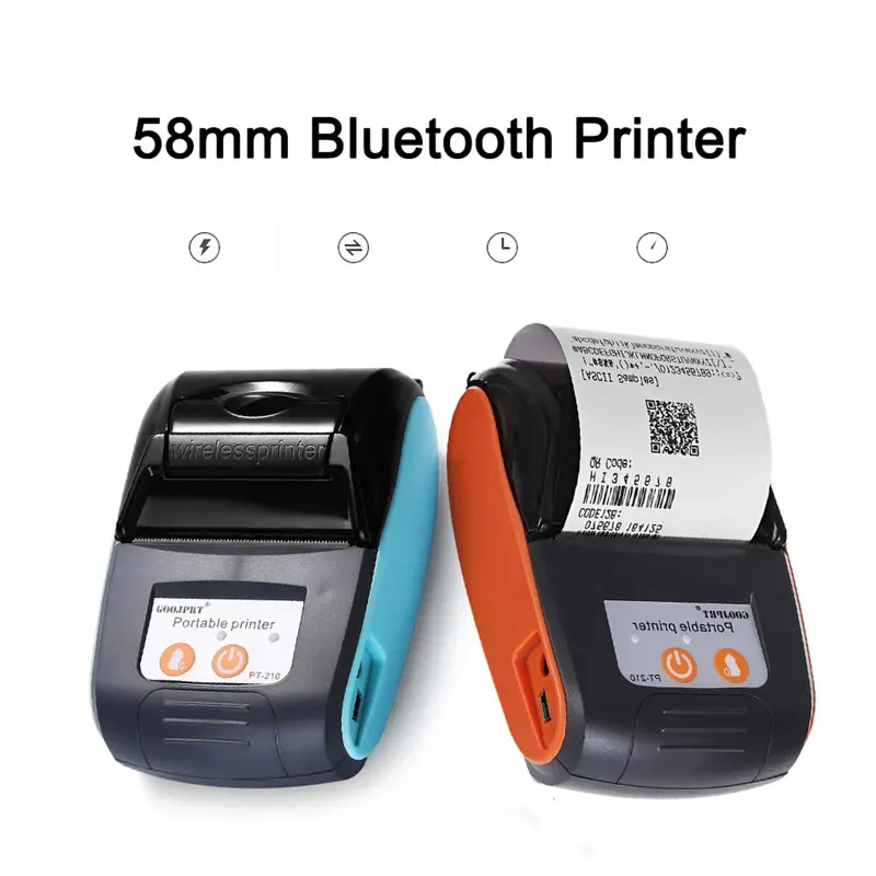 Imprimantes Thermal Receipt Printing 58mm Portable Receipt Printer PT210 USB Bluetooth Prise