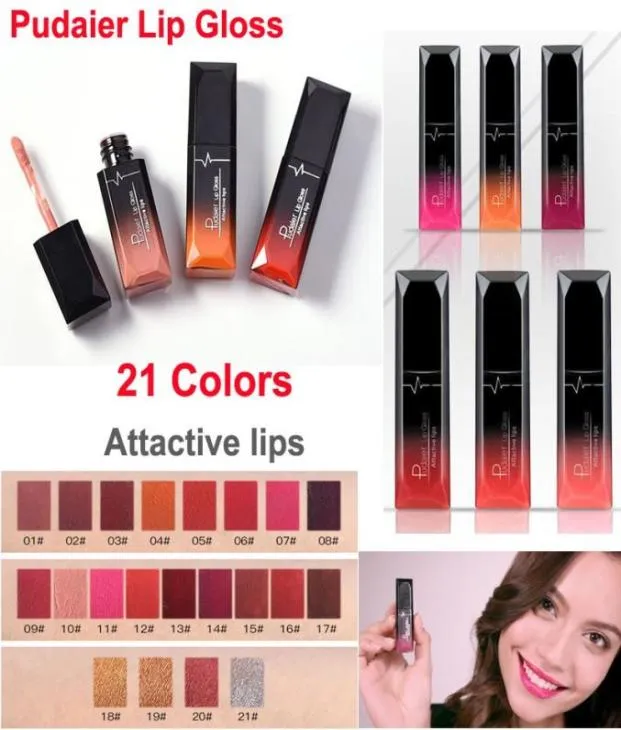 Makeup Liquid lipstick Pudaier lip gloss HighShine Lightweight matte Sexy Red lipsticks 21 Colors Waterproof attactive lips Metal2407221