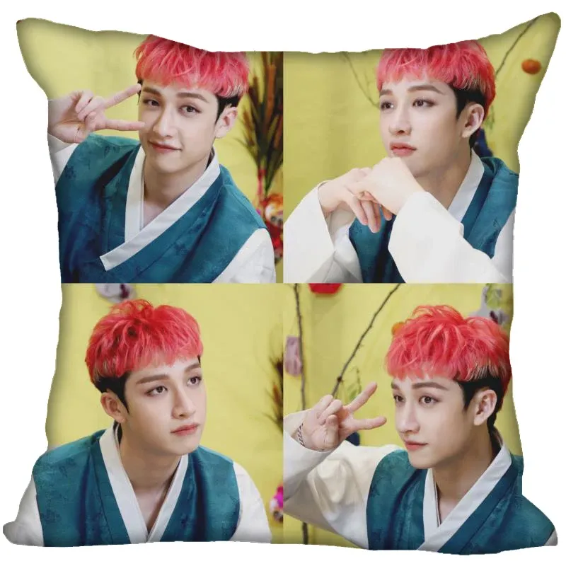 New Bang Chan Kpop Cover Coubelle Chambre Home Office Decorative Ahelbase thelpas Square Zipper Classement 45x45cm Satin Soft No Fade