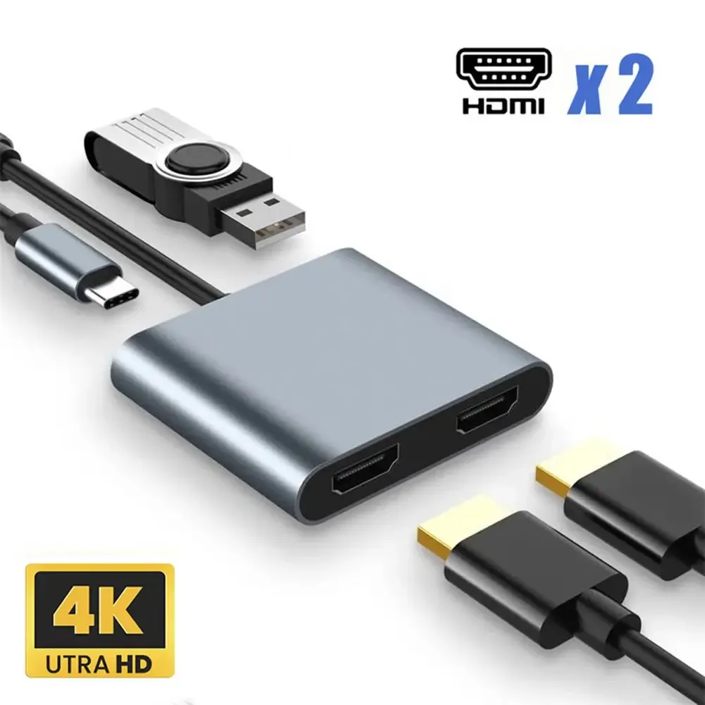 Hubs USB C Hub Typec al doppio adattatore HDMI 4K 60Hz Screen Expansion 4 in 1 USB 3.0 Expander Docking Station per PC per telefono per laptop PC