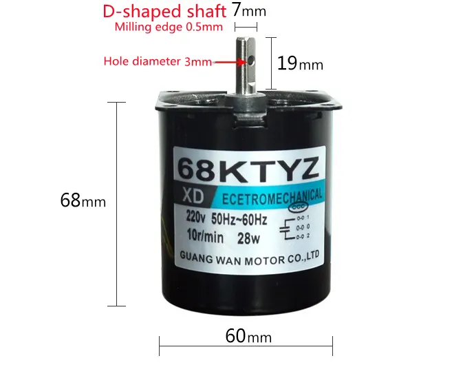 68Ktyz AC Central Axis Synkronmotor med konsol 28W 220V 2,5 rpm-110 rpm Micro Motor Permanent Magnet Motor CW CCW