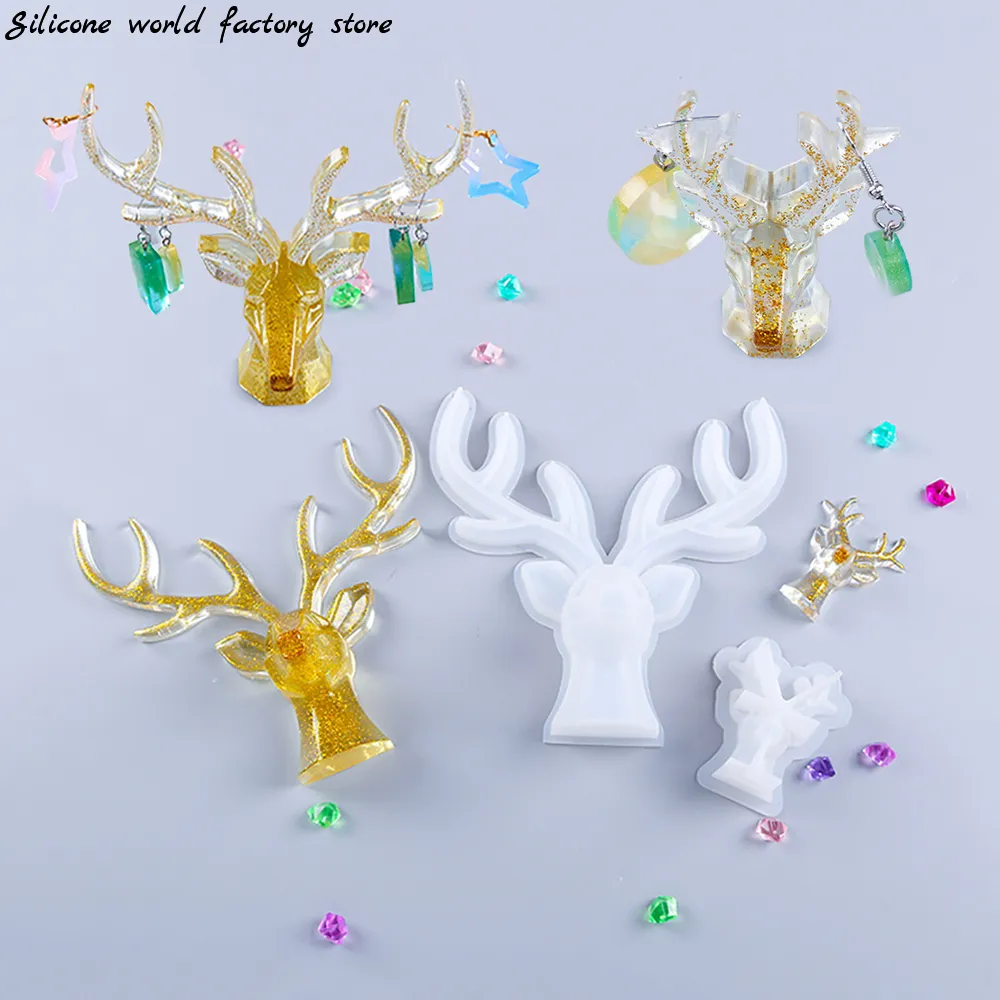 Silicone world Deer Horns Silicone Mold Jewelry Display Stand Mold Resin Mold Earrings Necklace Ring Jewelry Storage Rack Mold