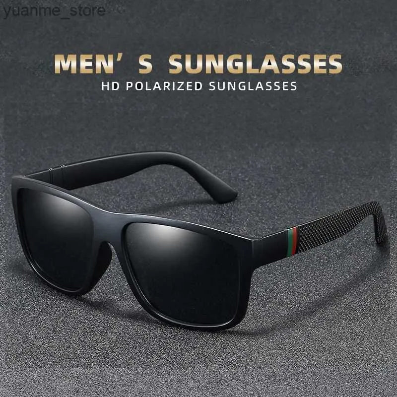 Outdoor Eyewear Stylish Brand Men Square fahren polarisierte Sonnenbrille Outdoor Casual Cycling Running Fishing Sonnenbrille Vintage großer Rahmen Y240410