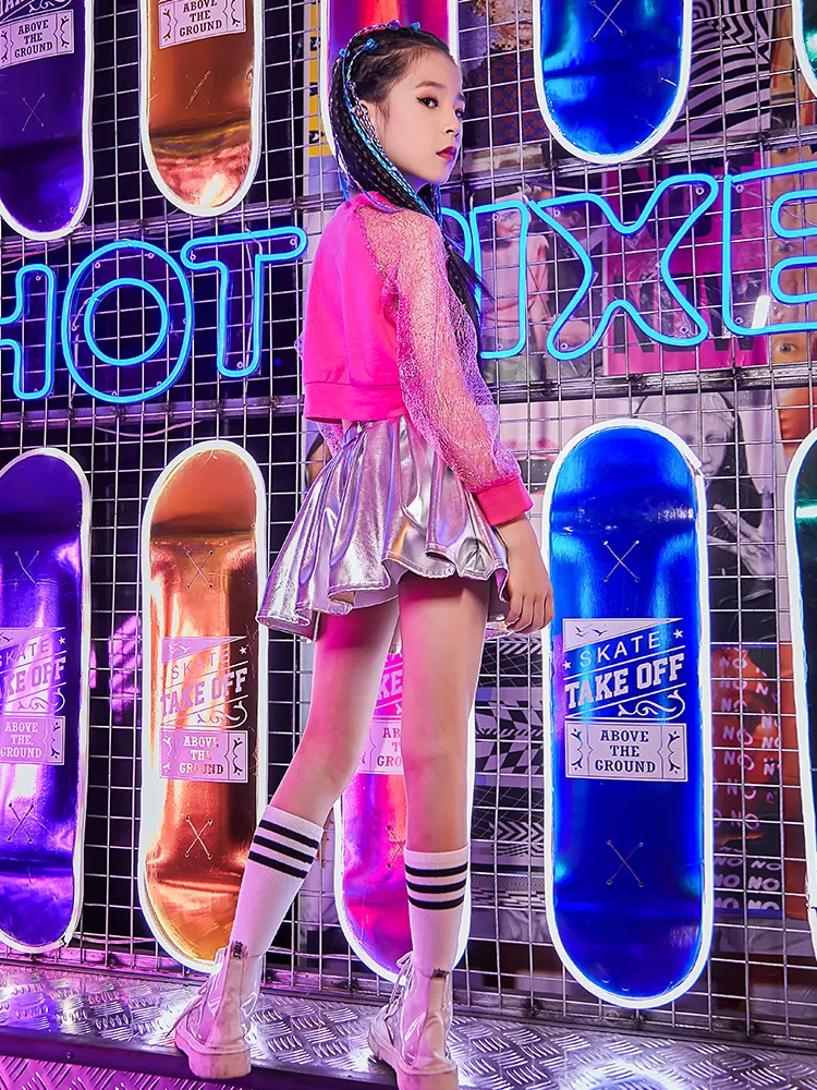 2020 Sexiga tjejer jazzdansdräkter som lyser street dance kläder för tjej moderna dansdräkter barn hiphopdansdräkter