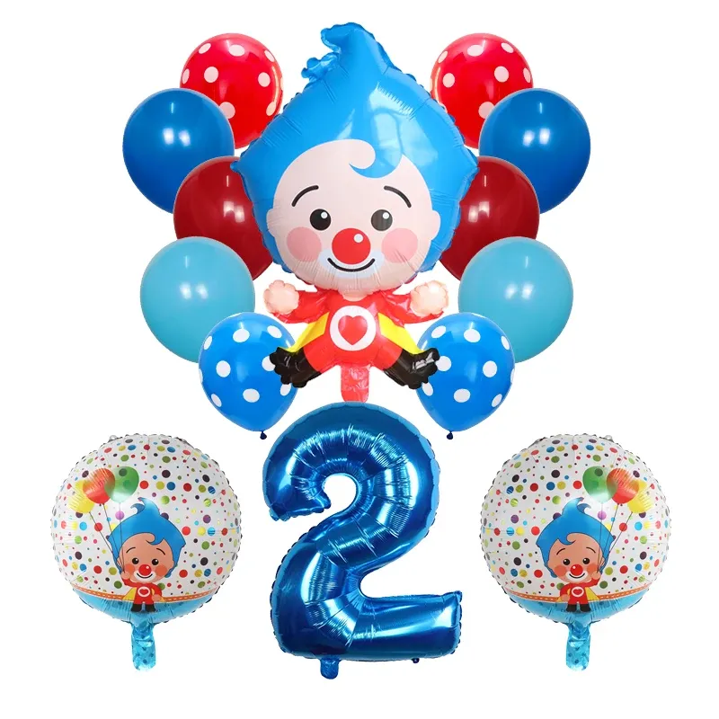 14pcs / set Plim Clown Foil Number Balloons Latex Air Globos Enfants Baby Shower Birthday Party décorations