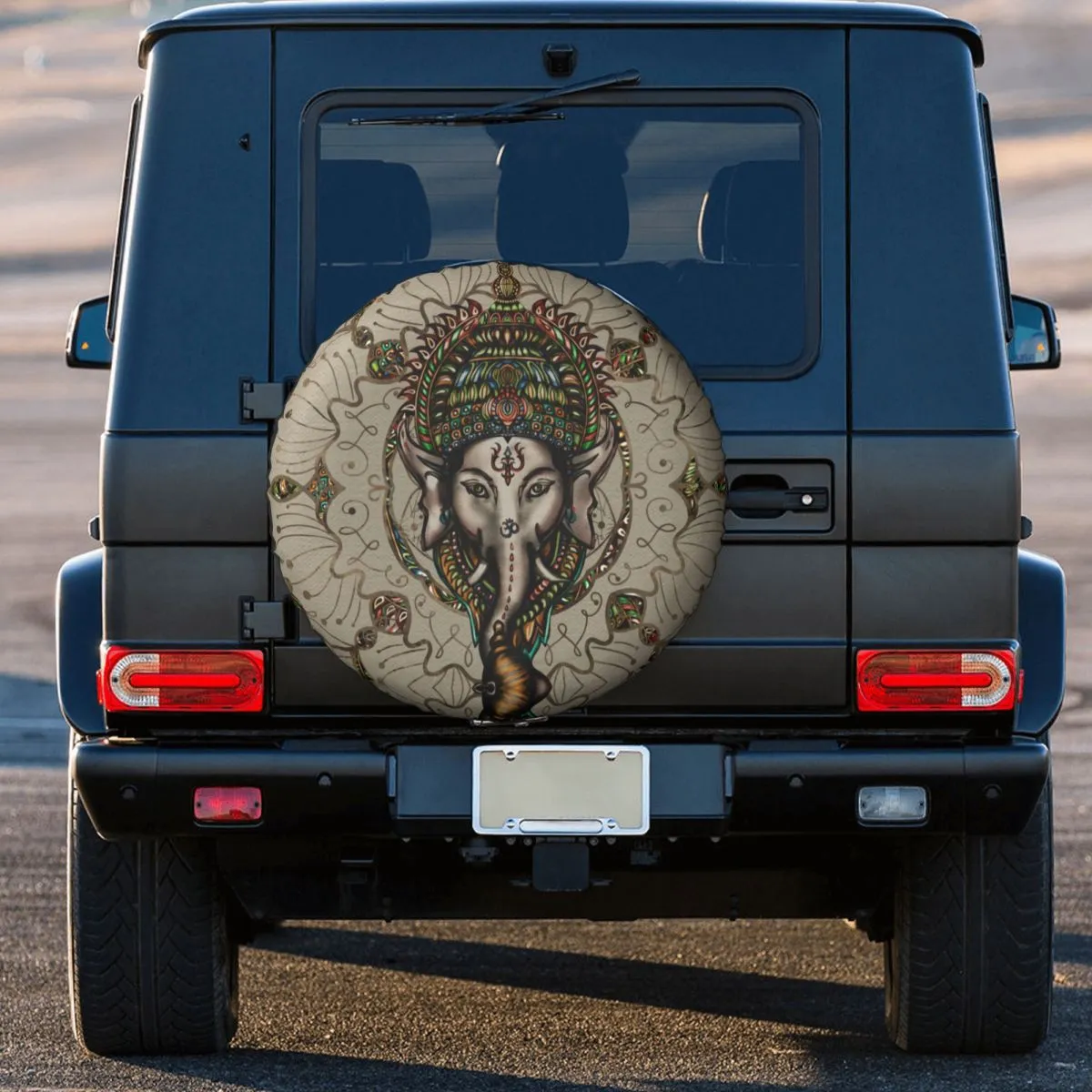 Mandala Lord Ganesha Spare Tire Cover Case Ganesh Ganesa Ganapati Elephant Wheel Covers for Jeep Hummer 14" 15" 16" 17" Inch