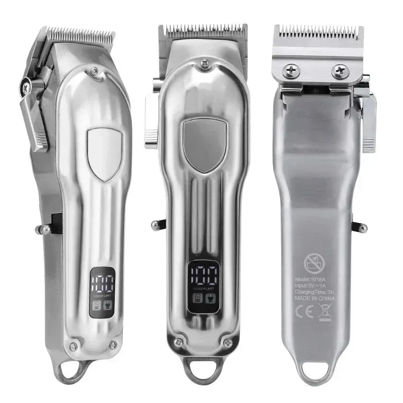 Trimmer Professional Electric Clipper Resuxi 1918a All Metal Highpower Electric Hair Clipper med justerbar Blade LCD Digital Display