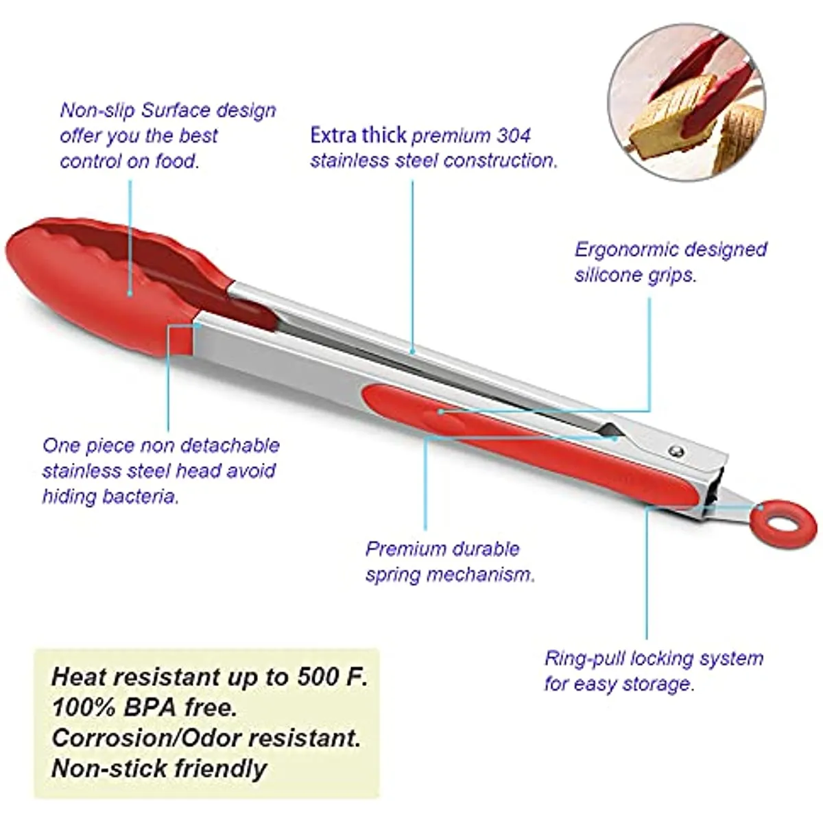 7/9/12/14/16 Zoll Lebensmittelqualität Silikon Futtertiegte Küche Zunge Utensil Kocht mit