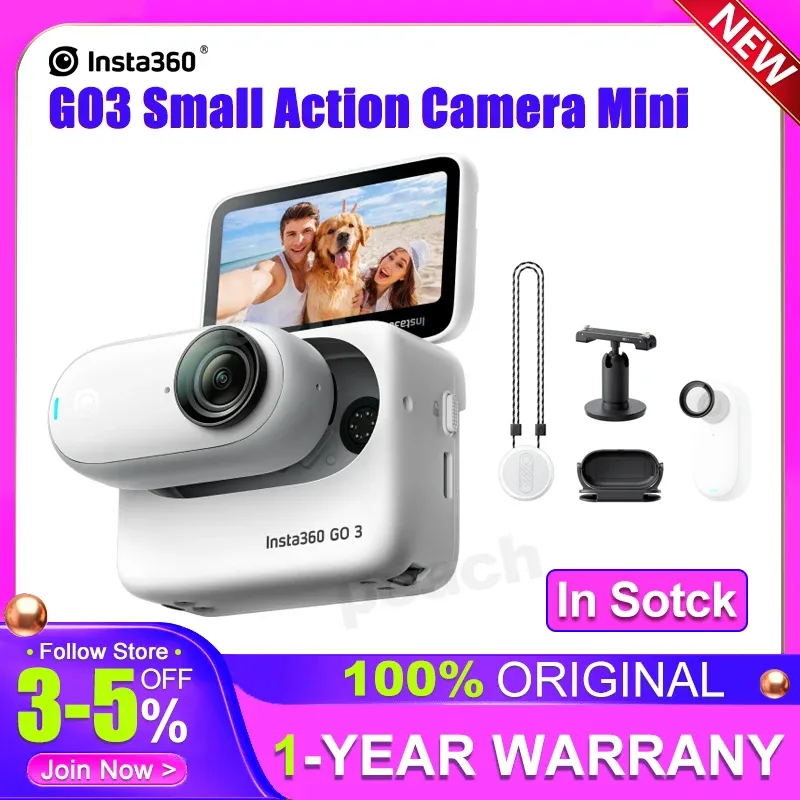 Cameras Insta360 Go 3 Small Action Camera Mini Portable Portable Handsfree 32G 64G128G VIDEO VIDEO CAME FLOWSTAT STABILISATION IMPHERPOR