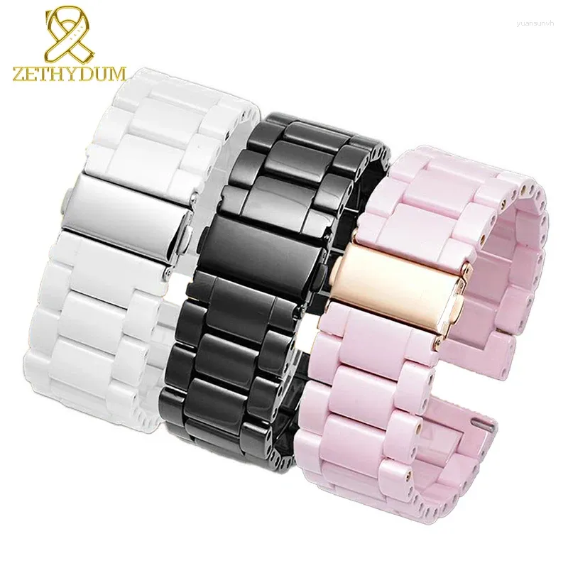 Titta på band Ceramic Watchband 22mm Band för Huawei Honor Dream Magic Ticwatch Sports Smart Pink Color Armband