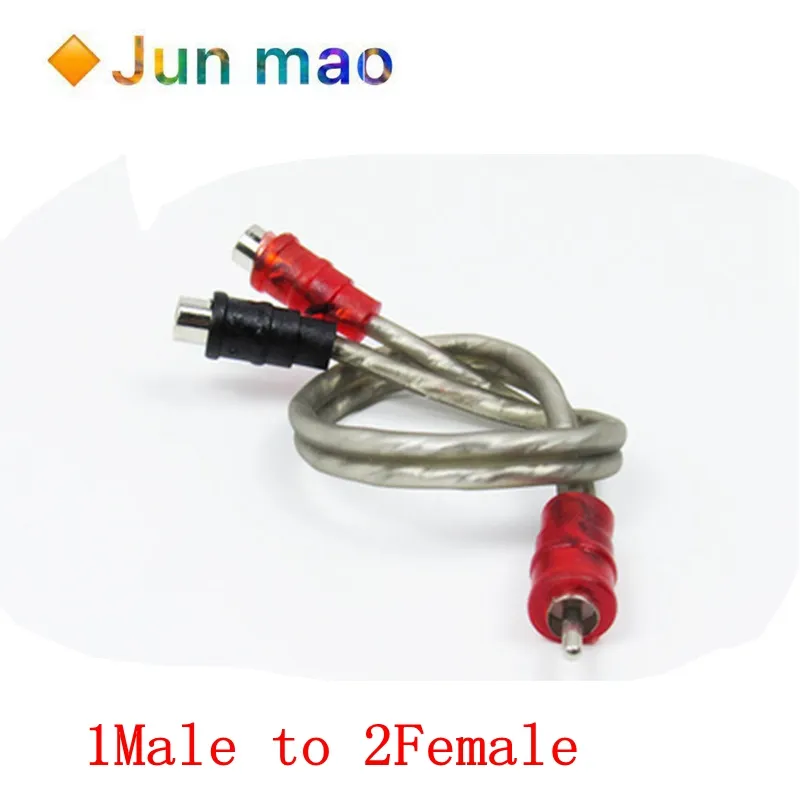 1pcs Car Audio Cable 1 мужчина до 2 самки / 1 самка RCA 2 Мужчина -адаптер кабельный проволочный разъем