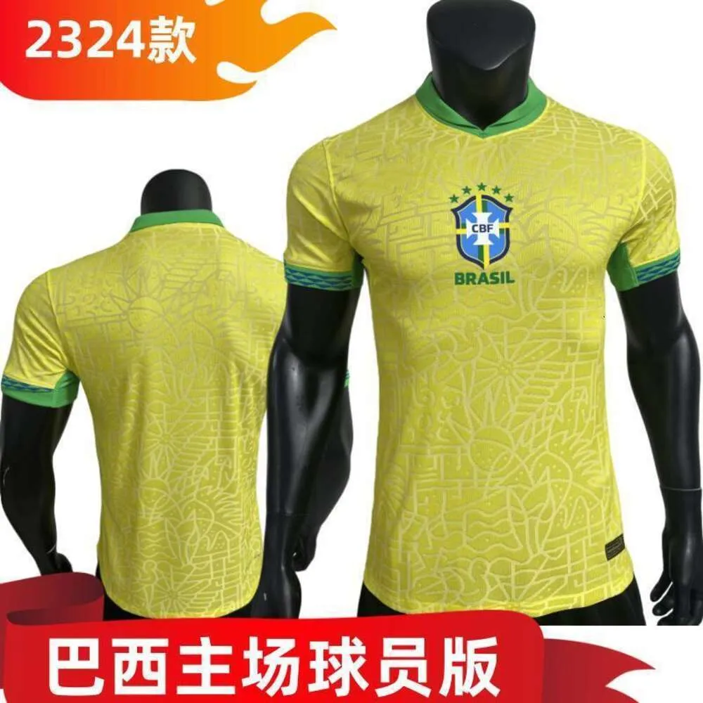 Soccer Jerseys Men's 2324 Brasilian Home Jersey Player Edition Football Game utskrivbar