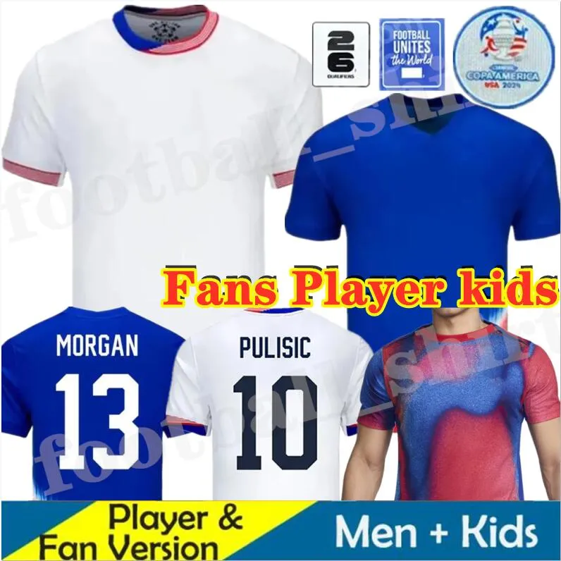 팬 2024 Rose Lavelle Pulisic 24 25 Soccer Jerseys USWNT Megan Rapinoe Trinity Rodman Alex Morgan 팀 USAS Alex Morgan Lindsey Horan Sophia Smith Mallory