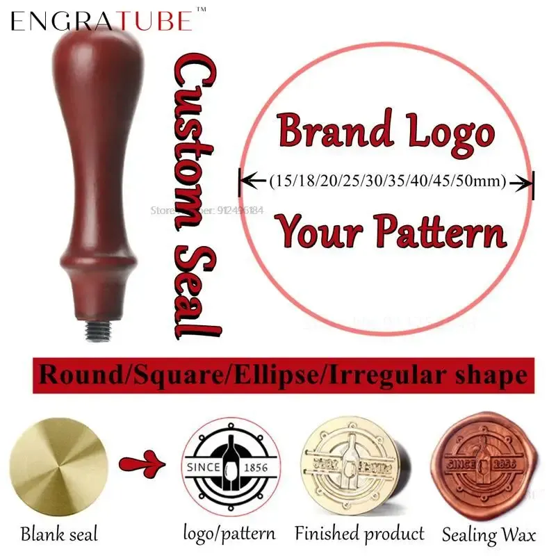 Custom Wax Seal Stamp With Your Own Logo Design Diferent Stamp Head Size 20/25/30/40/50mm Sealing Stamp Wedding Stamp Custom