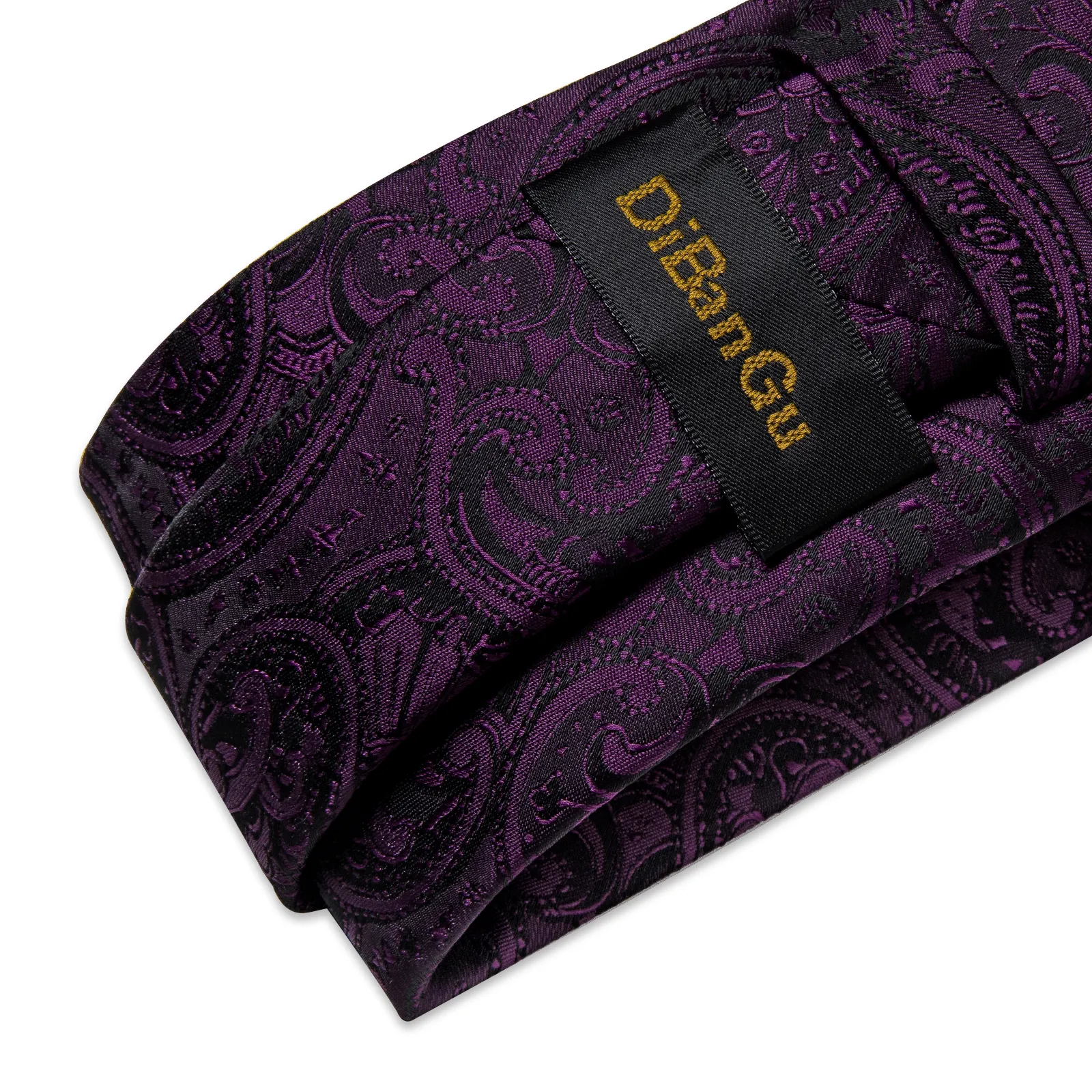 Purple Paisley Silk Necktie Accessories Set for Men Including Tie