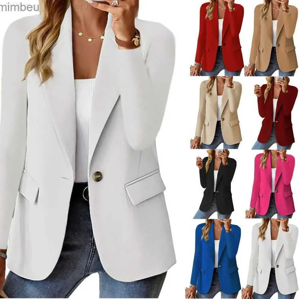 Kvinnors kostymer blazers kvinnors mode Autumn New Style Solid Color Long Sleeved Cardigan Liten kostym Jacka för kvinnor Blazer Women Coat C240410