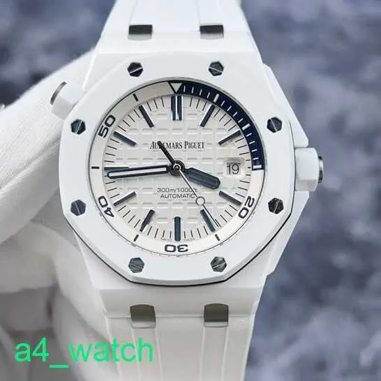 Grestest AP Wrist Watch Royal Oak Offshore Series 15707CB White Ceramic Material Blue Rotatable Inner Ring Date Dature Automatic Mechanical Mens Watch