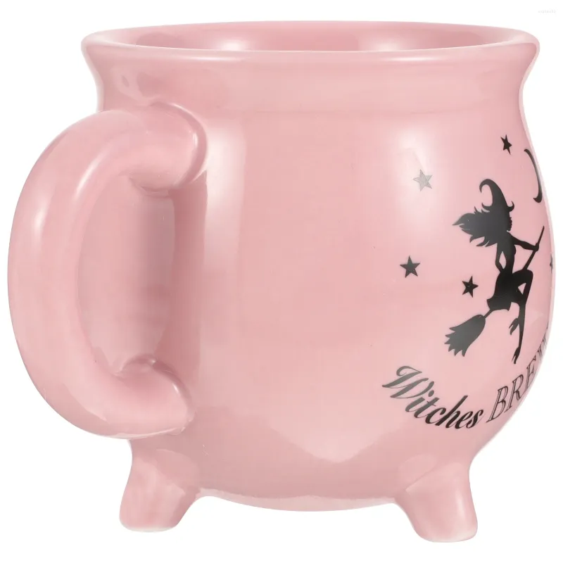 Dinnerware Define o caldeirão caneca de cerâmica Drinkwares de Halloween Party Decoration Supplies Witch Kettle Cups