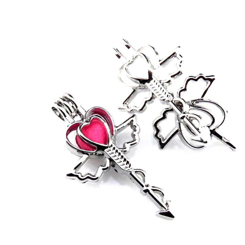 Romantik Herzschlüssel Perlenkäfig Locket Aromatherapie Diffusor Charme Anhänger Halskette Armband für Geschenkschmuck machen Schüttung