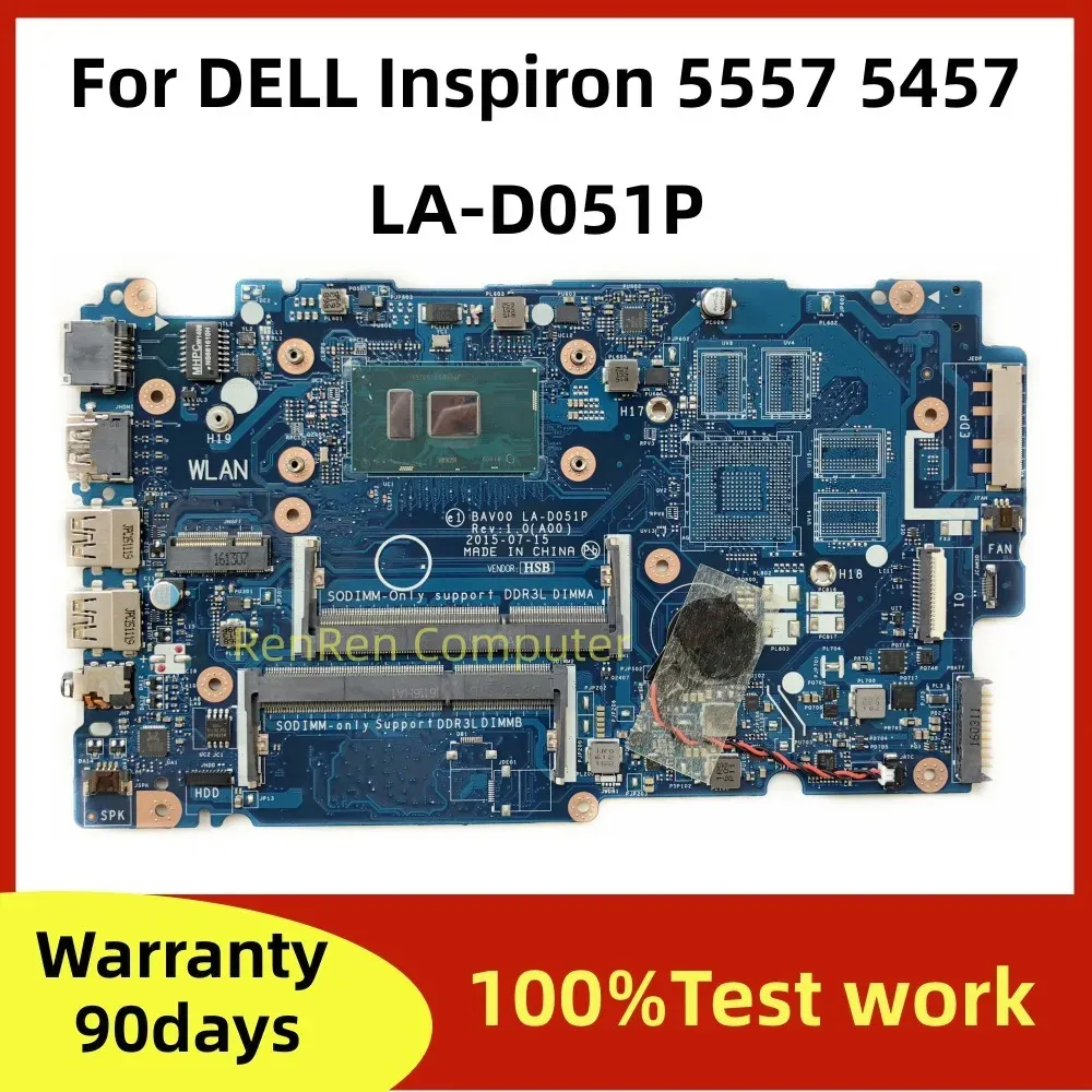 Mãe BAV00 LAD051P PARA DELL Inspiron 5557 5457 P39F F49F P29F Laptop Motherboard 4405U i3 i5 i7 6th Gen CPU Notebook Minantelboard