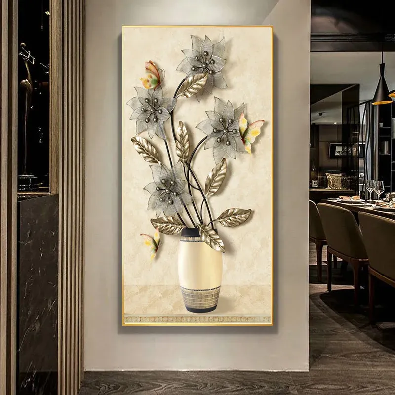 Vintage Chinese Style Butterfly Flower Canvas Wall Art Painting - View #11