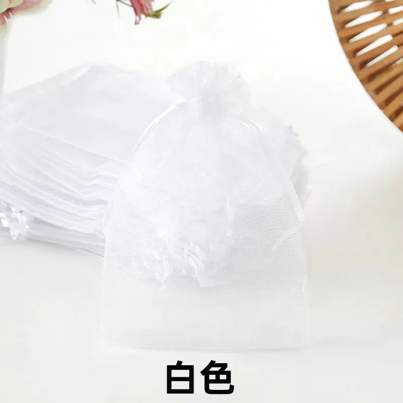 7x9 cm Sheer Organza Torby Wedding Birthday Party Candy Pudełko czekoladowe torby prezentowe torebki biżuterii torby sznurkowe