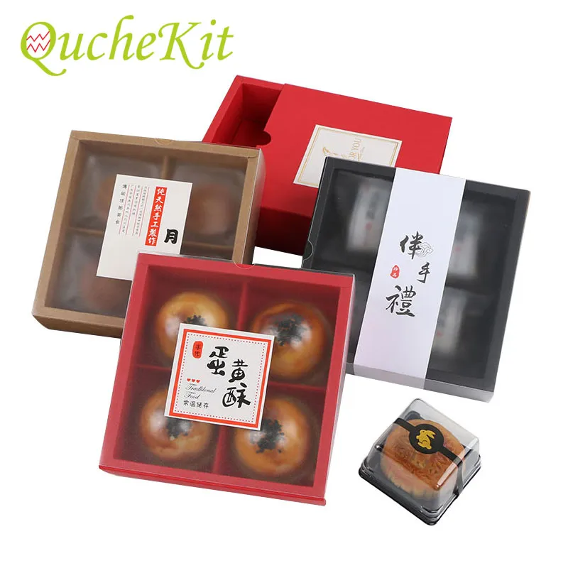 5/10/20 stks Eier Dooier Crisp Cookie Baking Packing Box Lade Type Frosted PVC Mooncake Cake Giftboxes Mid-Autumn Party Gunsten