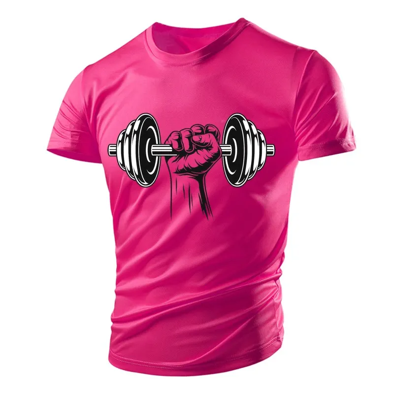 Men's Gym Dumbbell T-shirt with Stretch Fabric, 3D Printing